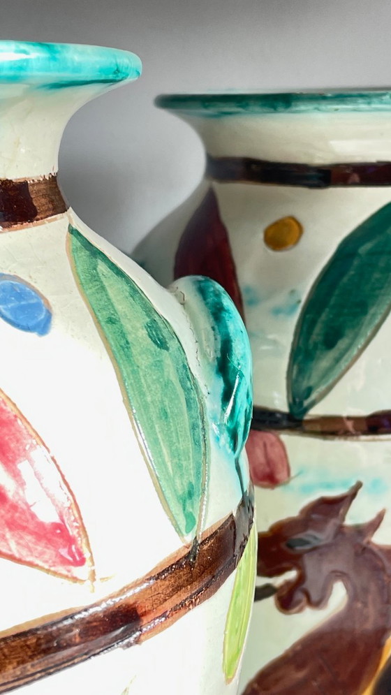 Image 1 of Vintage Italy VASES DRAGON Pattern