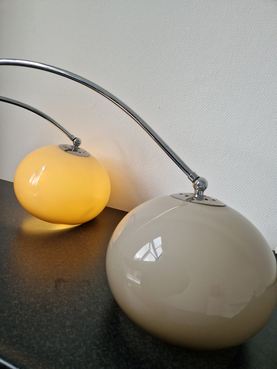 Image 1 of Vintage Dijkstra dubbel arc mushroom wandlamp chroom