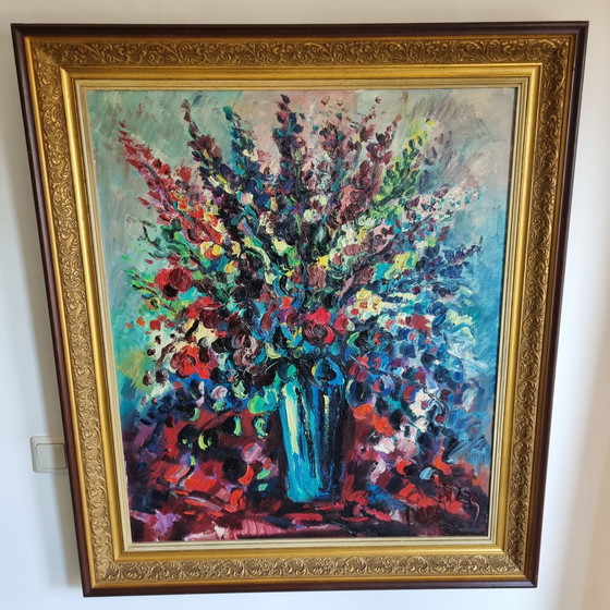 Image 1 of Jan Makkes - Natura morta di fiori colorati