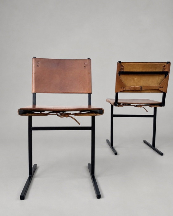 5 sedie Memento — Jesse Sanderson per WDSTCK, pelle color cognac – Sedie da pranzo, Leather, Metal (photo 3 of 15)