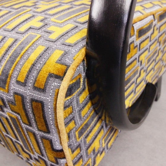 Image 1 of 2x Fauteuils "Gold Tetris" van Jindrich Halabala