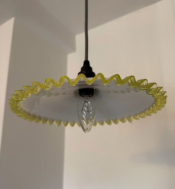 Image 1 of Antique opaline ouraline galette chandelier