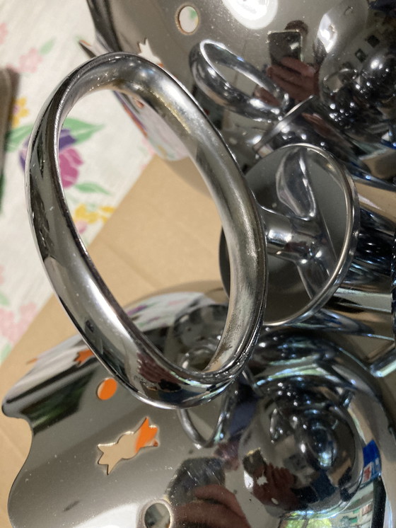 Image 1 of Chrome-plated Metal Hanging Lamp, Italian Work, 70s, Flower Shape, Interior, Orange, Attributed to Goffredo Reggiani