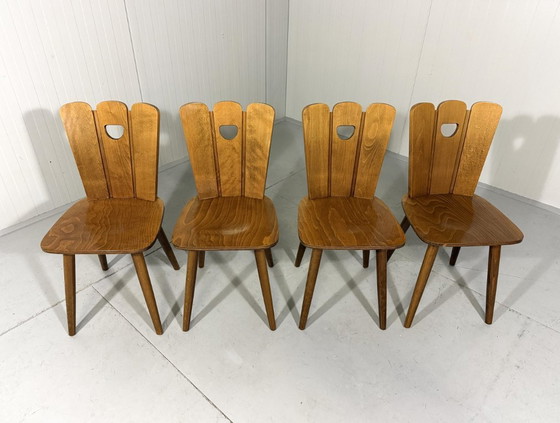 Image 1 of Set of 4 Brutalist farmhouse dining chairs 1950s