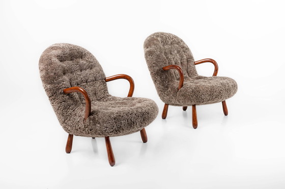Zeldzaam paar Clam stoelen van Arnold Madsen voor Madsen & Schubell, Denemarken 1944 – Fauteuils (photo 3 of 11)