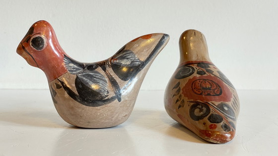 Image 1 of Couple Bird Ceramic Handmade Mexico Vintage