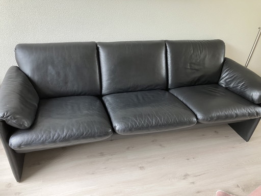 Leolux catalpa 3-seater sofa, black leather