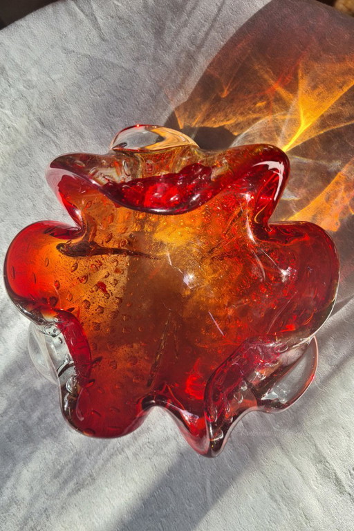 Large Murano Barovier Toso Italy bowl with gold - '60.