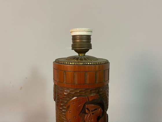 Japanese Carved Bamboo Samurai Lamp Base, Mid-20th Century. Ref.: TL2003 – Table lamps (photo 2 of 6)