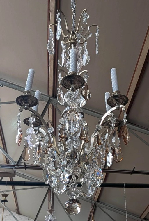Antique French chandelier 170 cm with Louis XVI style chain in crystal. – kroonluchters, Glass (photo 2 of 12)