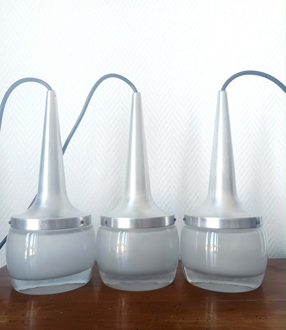 3x Lámparas colgantes Leuchten del personal de la era espacial 1970 – Staff Leuchten, Aluminium (photo 5 of 14)