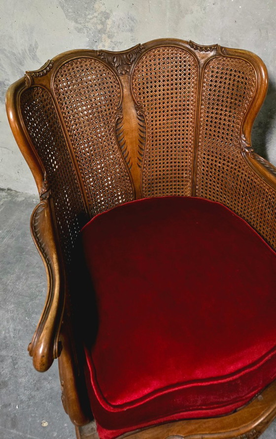 Image 1 of Coppia di poltrone in stile Luigi XV in legno e rattan