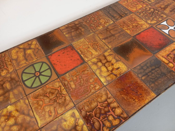 Image 1 of Table basse rectangulaire vintage Roche-Bobois en acier et céramique des années 60 70