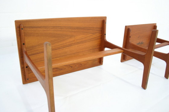 Image 1 of come nuovo! Arne Wahl Iversen per Vinde, 2x Tavolo da nido in teak danese del metà secolo, tavolino vintage, tavolino, 1a restau
