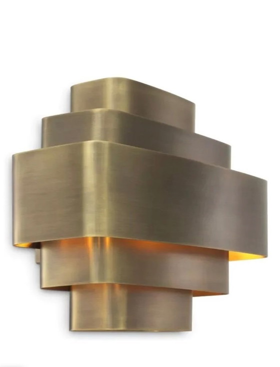 Image 1 of Applique Eichholtz Pegaso, 2 pièces, Art Déco, laiton vintage/laiton brossé