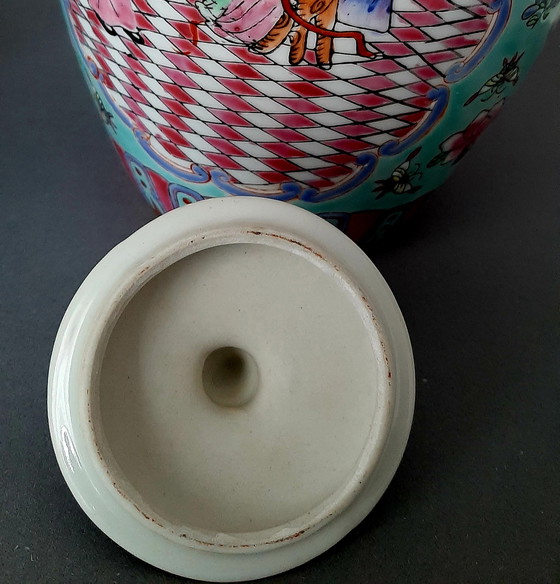 Image 1 of 2 Chinese Famille Rose lidded pots