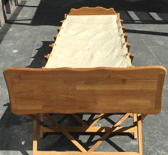 Extendable Teak Sun Lounger – Unopiù, Sunbed, Wood, Canvas (photo 11 of 16)
