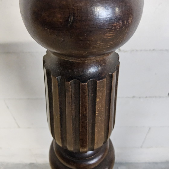 Image 1 of Candeliere antico in legno del XIX secolo, stile giacobino, a spirale, per grande chiesa (altezza 166 cm).