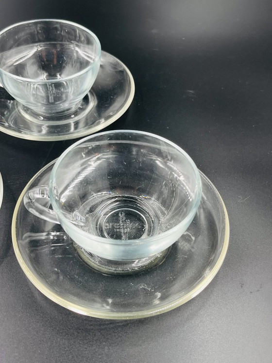 Image 1 of Set van 4 Arcopal glazen kop en schotels