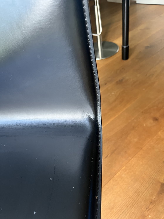 Image 1 of 4x Cattelan Italia zwarte lederen barkrukken