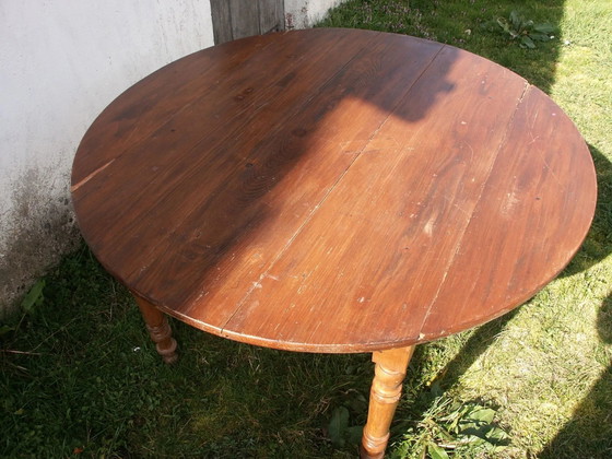 Tavolo rotondo a ribalta in faggio e pino – Tavoli da pranzo, Legno, Vintage (photo 5 of 14)