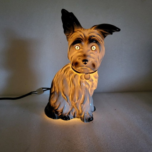 Vintage geglazuurde keramische tafellamp, in de vorm van een hond, Duitsland, 1960-1970