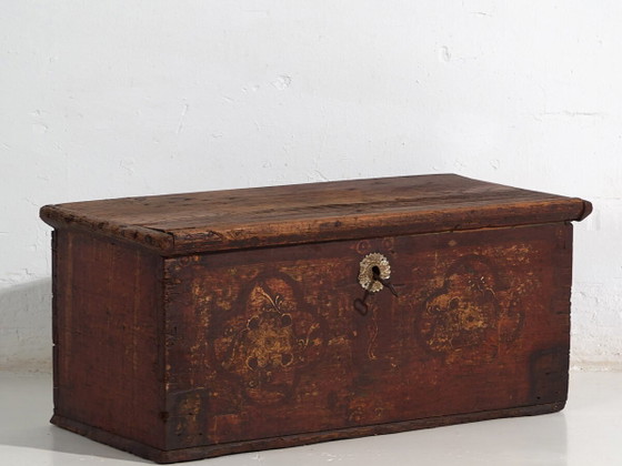 Baule antico dipinto con motivi floreali e serratura in ferro (c.1820) #47 – Cassettiere, Iron (photo 2 of 40)