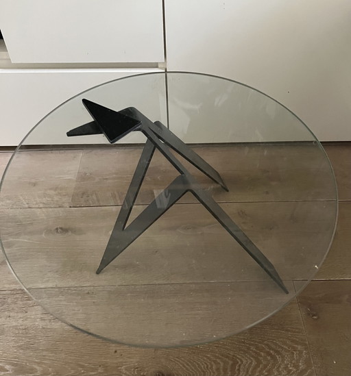 Side table glass elegant bird