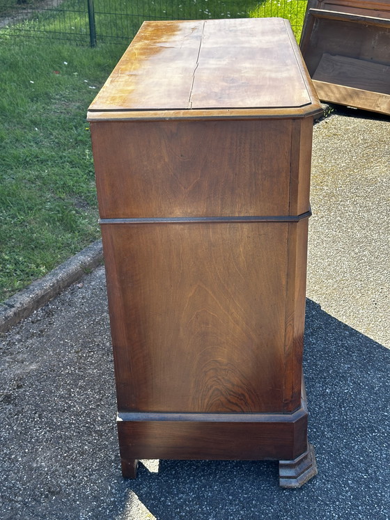 Image 1 of Antieke secretaire met klapdeur van notenhout - periode Lodewijk Philippe