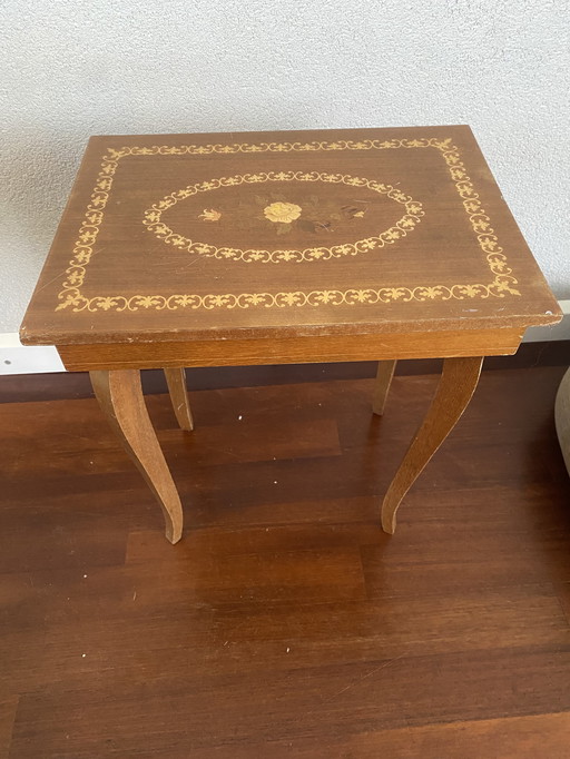 Charming vintage music table in baroque classical style from the 50s/60s with working music box