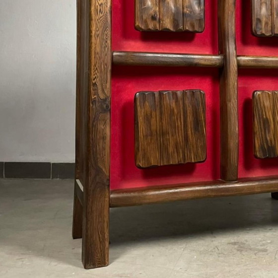 Image 1 of Mid-Century Brutalist Backlit Bar Cabinet, Solid Wood, 1970s, Scandinavian Style