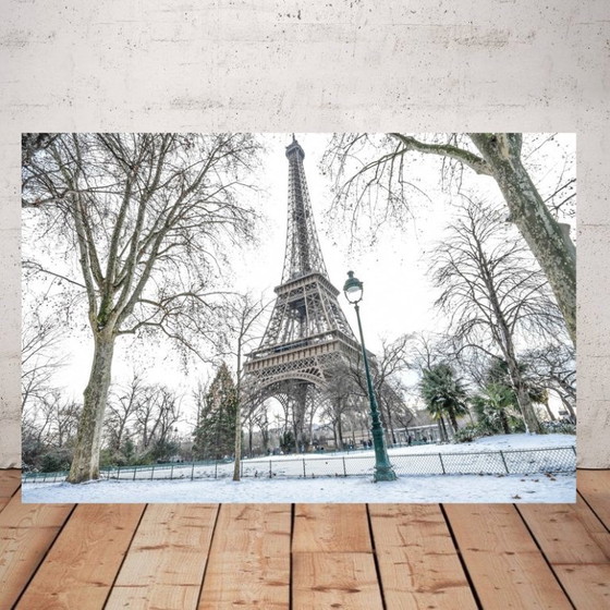 Image 1 of Fotografía impresa en plexiglás / París bajo la nieve / Torre Eiffel / París / Parque de París / Calle de París