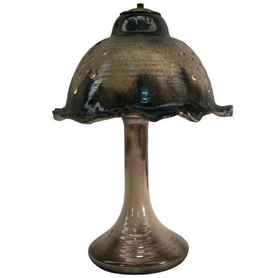 Image 1 of Mid-Century Enameled And Glazed Ceramic Mushroom Table Lamp