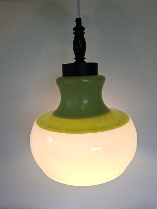 Leuke Groen Witte Vintage Opaline Lamp