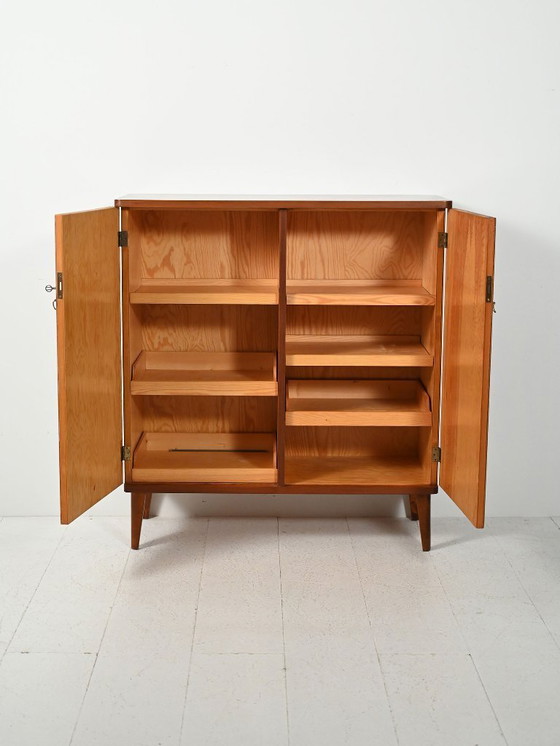 Image 1 of 1950s Scandinavian wallpapered cabinet