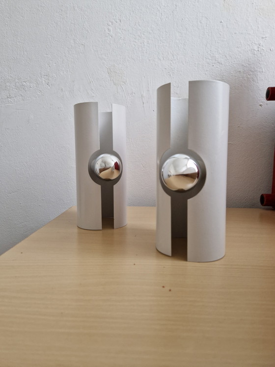 Image 1 of Set van 2 vintage wandlampen spage age design mid century