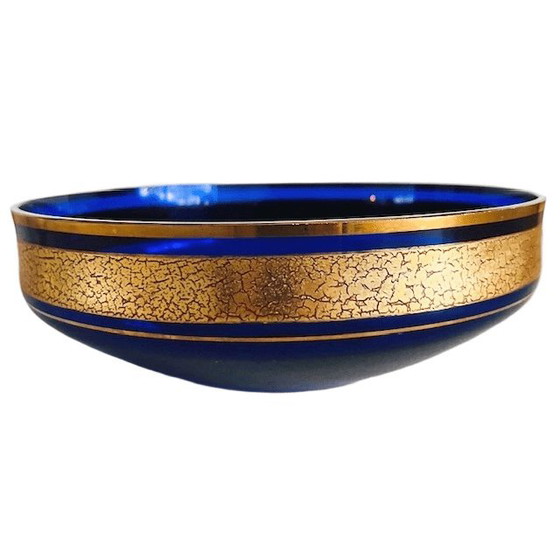 Image 1 of Anello vintage in oro con cristalli blu cobalto Barthman, anni '40