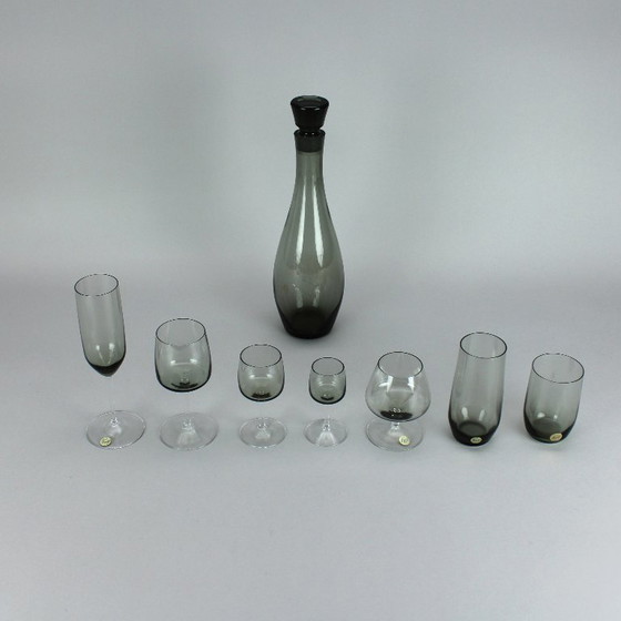 Image 1 of Aloys Ferdinant Ganghofner - smoked glass service "Cora" - Peill - Germany - 43 pieces - 1950s