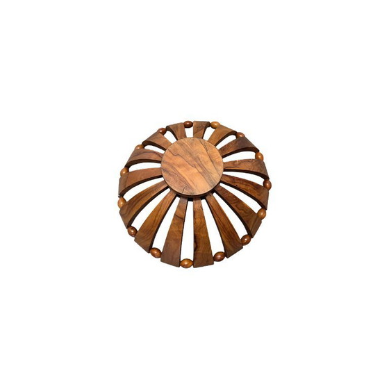 Image 1 of Vintage French olive wood fruit bowl, 1970s