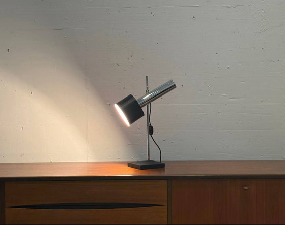 Image 1 of Table lamp with chrome frame and die-cast metal base, 1970s