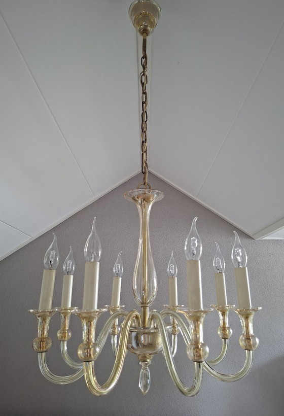Vintage Italian Murano 8-Arm Chandelier - Crystal. – Copper (photo 17 of 17)