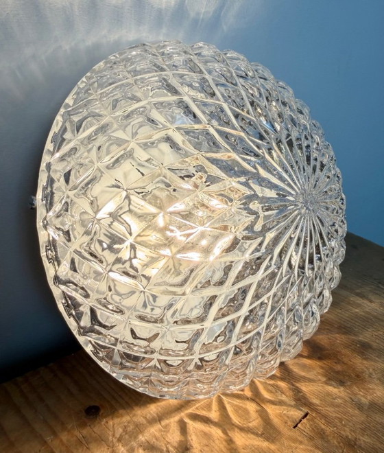 Vintage glazen wand- of plafondlamp uit de jaren 70. – Wandlampen, Glass, Metal (photo 12 of 16)