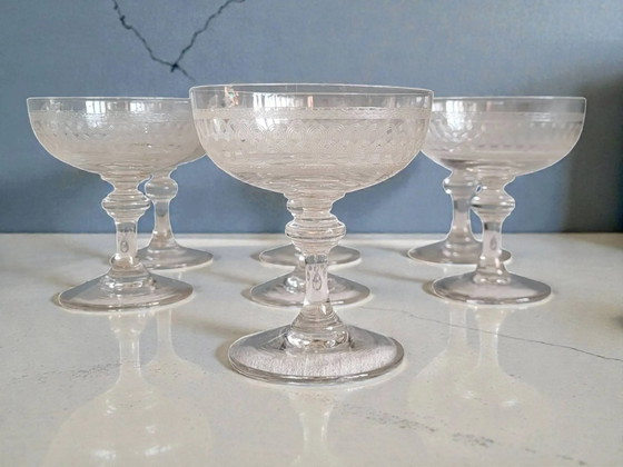 7 kristallen champagnecoupes – Glazen & Karaffen, Crystal, Glass (photo 6 of 6)