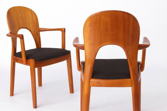 Image 1 of 1 of 2 Niels Koefoed Teak Armchair, 1970s | Danish Mid-Century Modern Vintage Dining Chair, Black Upholstery