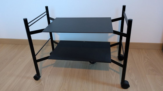 Image 1 of beautiful sleek TV table design black metal 90s