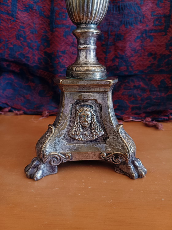 Image 1 of Candelabro de latón plateado, Francia, mediados del siglo XIX.