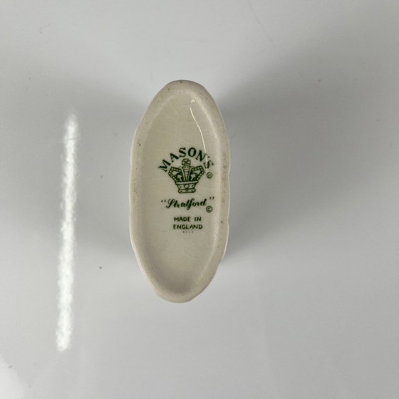 Image 1 of Wattenstaafjeshouder/badkamerdoos van Mason's Ironstone, "Stratford" groen decor, Engeland, 1970