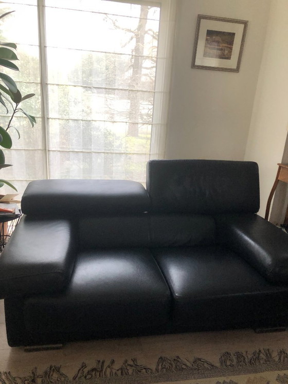 2-seater sofa in black leather, Roche Bobois, 2 seaters, Modern (photo 3 of 5)