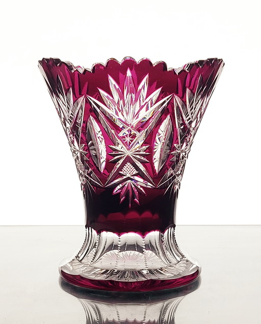 Val St Lambert art nouveau crystal vase 1908