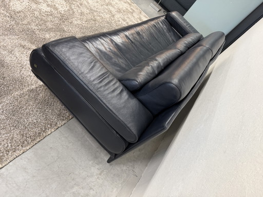 Rolf benz 6500 3 zits Bank Blauw leer 226